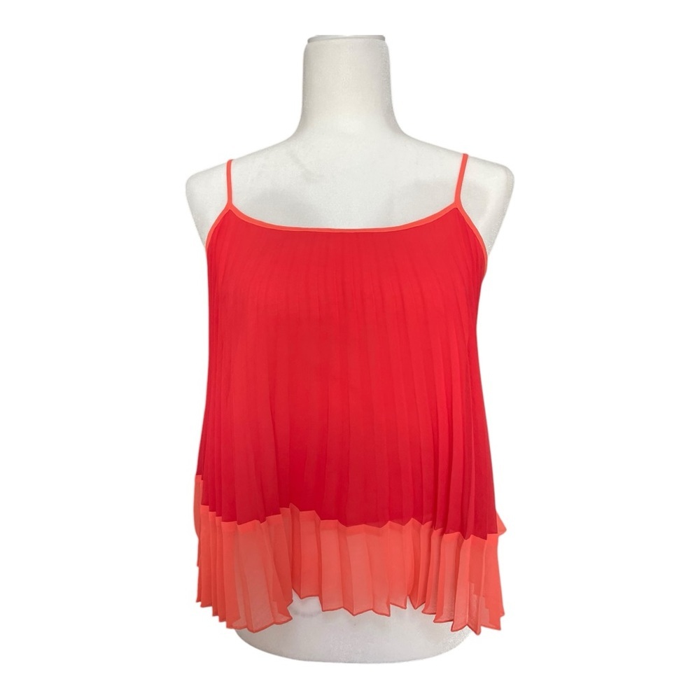 Bebe Chic Red/Red Orange Pleated Camisole Top Sleeveless Women's Size XS